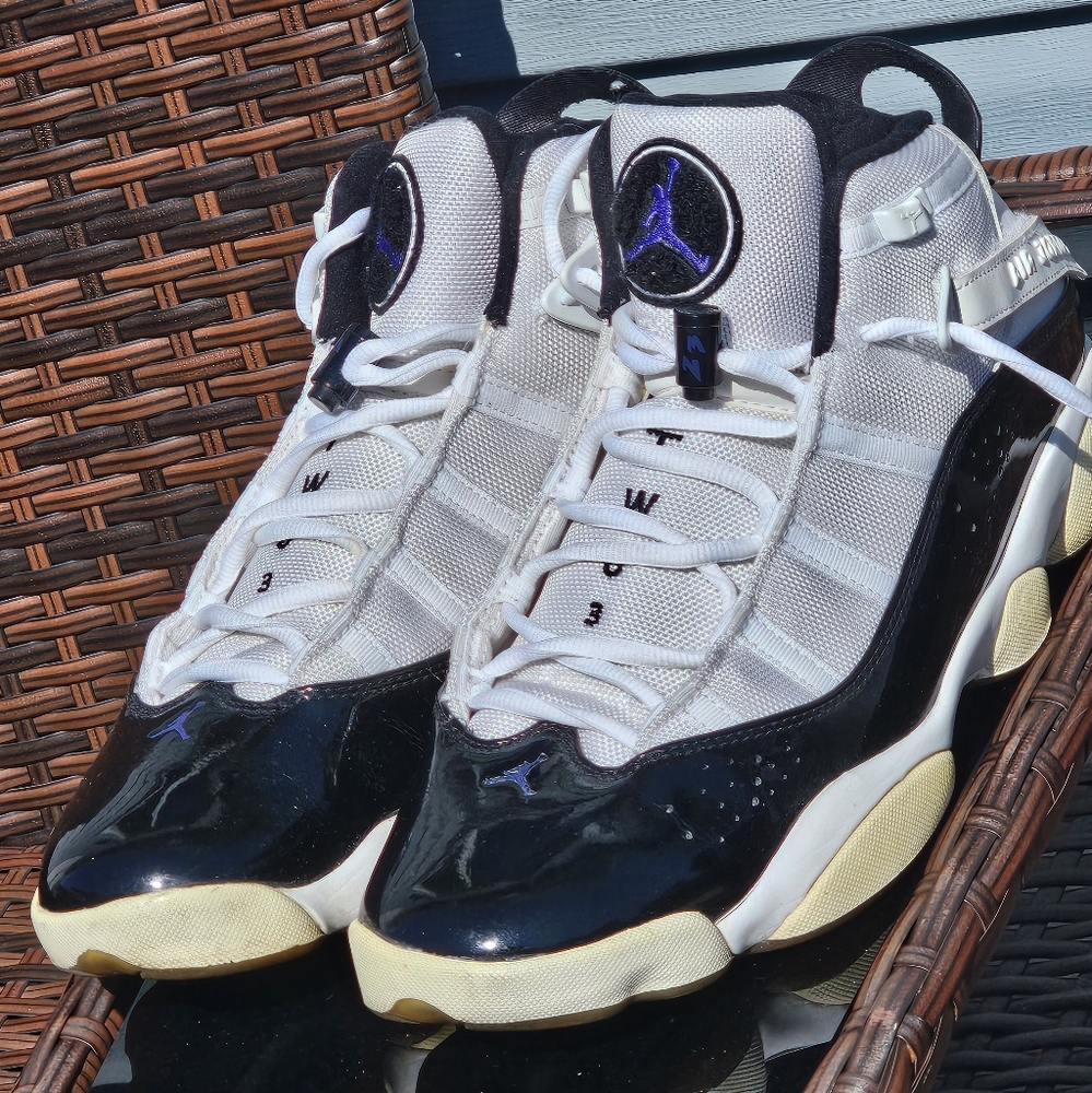 Nike Air Jordan 6 Rings Concord Mens Sz 11 White Black Basketball 322992-104
